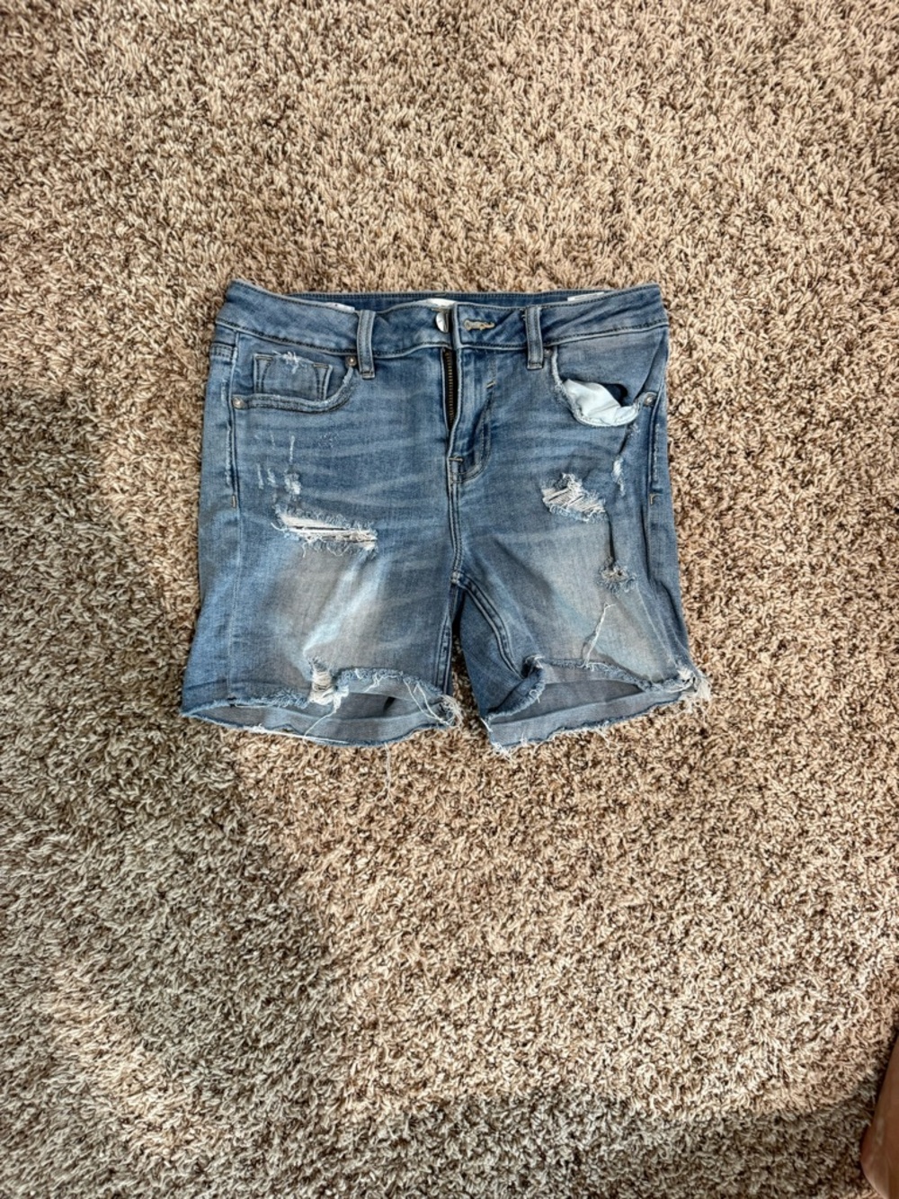Vigoss Distressed Denim Shorts - Blue